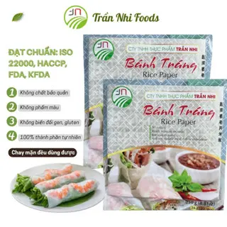 Bánh tráng vuông Trần Nhi gói 250gr size 22cm hàng xuất khẩu công nghệ sạch hoàn hảo vệ sinh 0