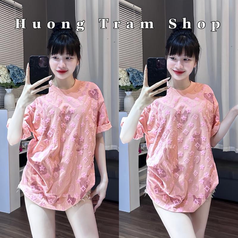 Áo Thun Freesize Cotton 2 chiều - Hoạ Tiết G Sao in nổi và Loang full áo , Hương Trầm Shop ,Form Rộng 45-70kg , Nam và Nữ Top Women Cổ Tròn ,áo thun form rộng cho nữ ,  áo thun nữ form rộng đẹp