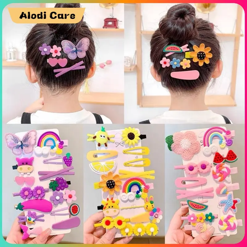 14 Pcs girl Cute Hair Clip Set Bangs Hairpin Flower Fruit Baby Girl Barrettes Hair Accessories