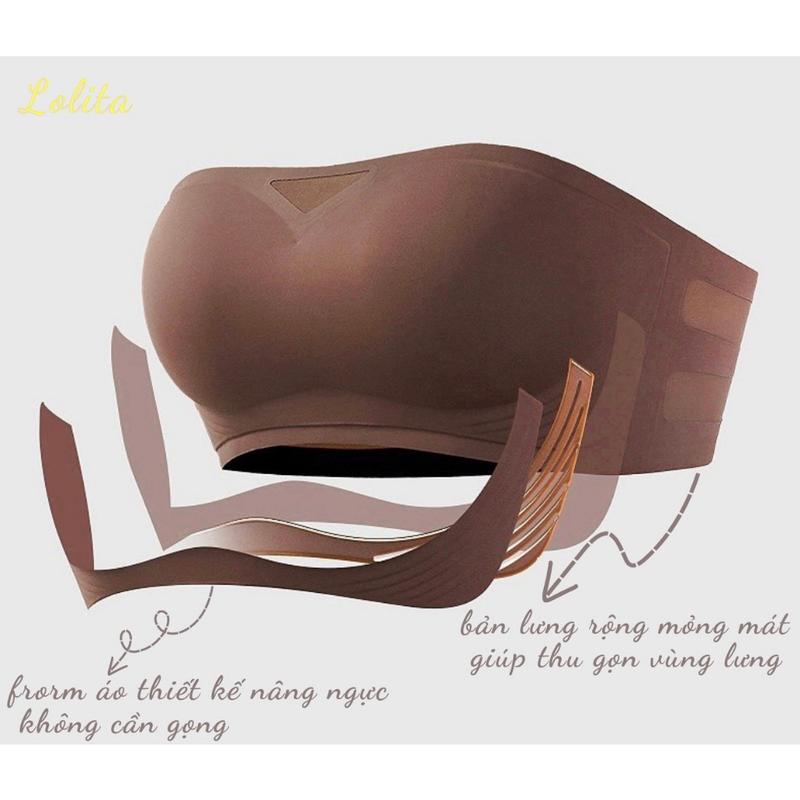 Áo Ngực Không Gọng Nâng Ngực Chống Tụt Chất Su Đúc Mềm Áo Bra Áo Quây Nâng Ngực Ba Màu Kallie 401 5