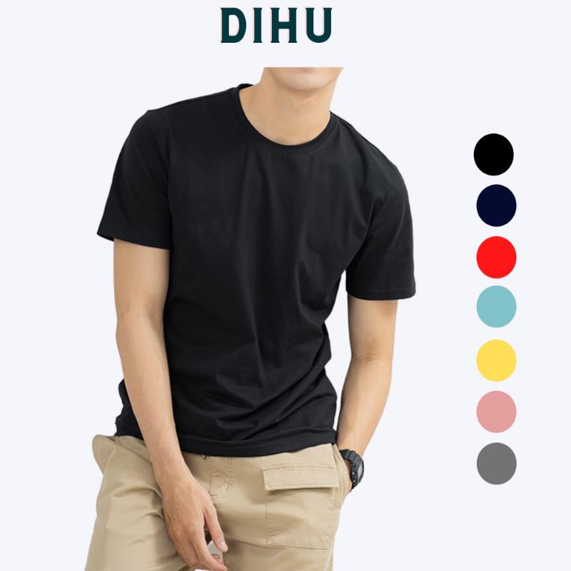 Áo Thun Nam trơn Cổ Tròn Cao Cấp phông Tay Ngắn, chất cotton bề mặt vải mềm DiHu store 0