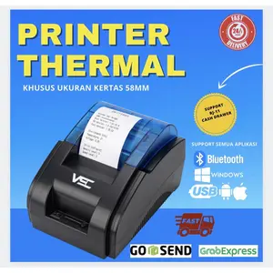 MINI THERMAL PRINTER BLUETOOTH 58MM VSC TM-58D SUPPORT MOKAPOS QASIR GOBIZ  RPP02N Charger Label Portable Roll Struk