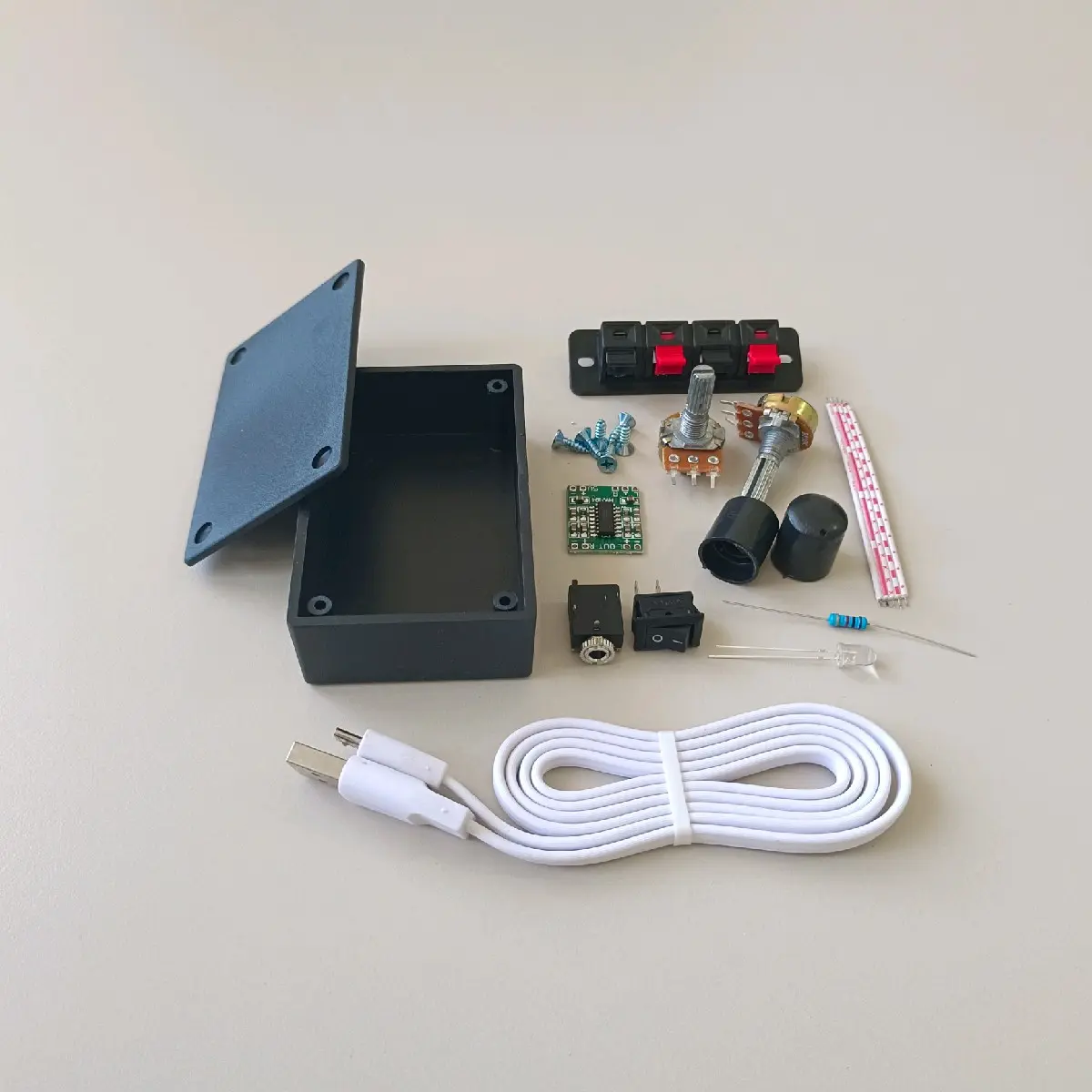 Paket Mini Ampli siap rakit / bahan Amplifier Mini PAM 8403 (Gratis Kabel Aux)