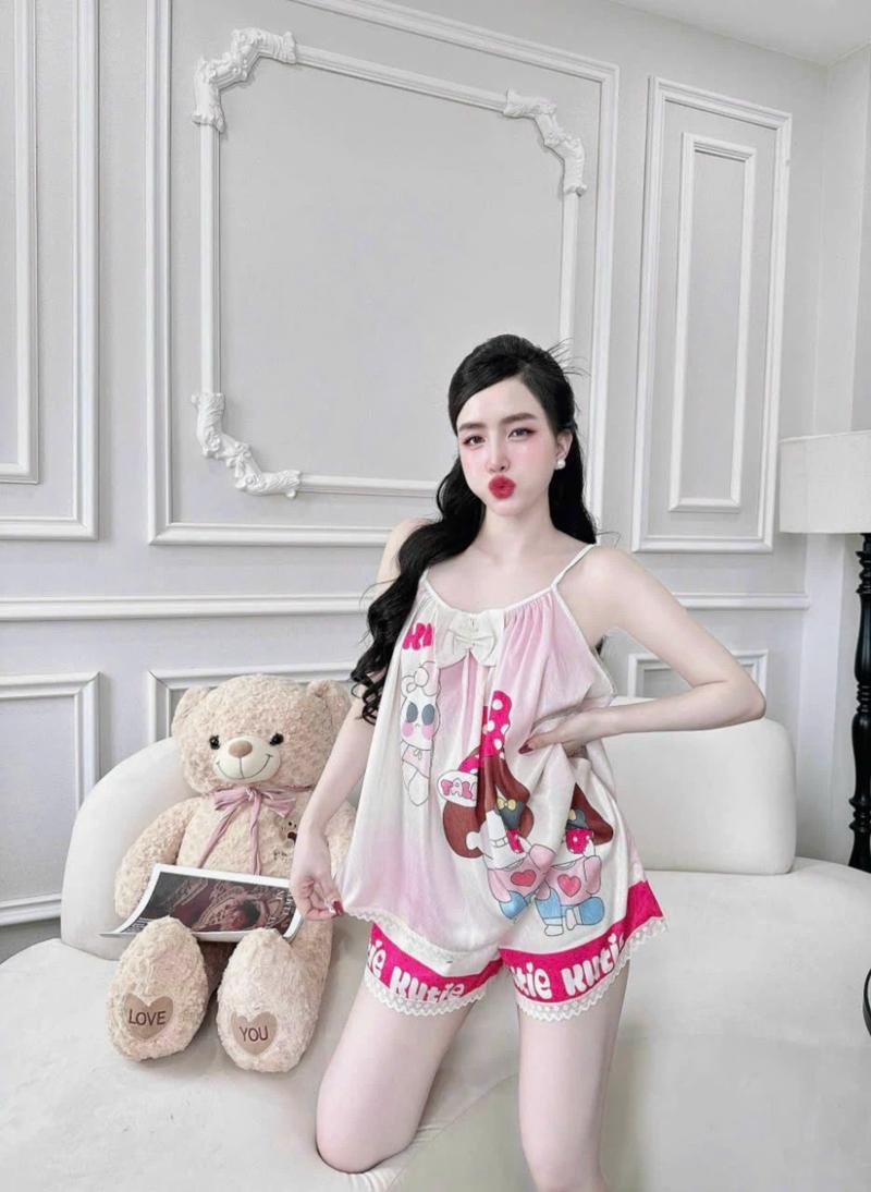 Product Introduction of [FREESIZE 40-58KG] ĐỒ BỘ ĐÙI LỤA XƯỚC HỌA TIẾT DỄ THƯƠNG 4