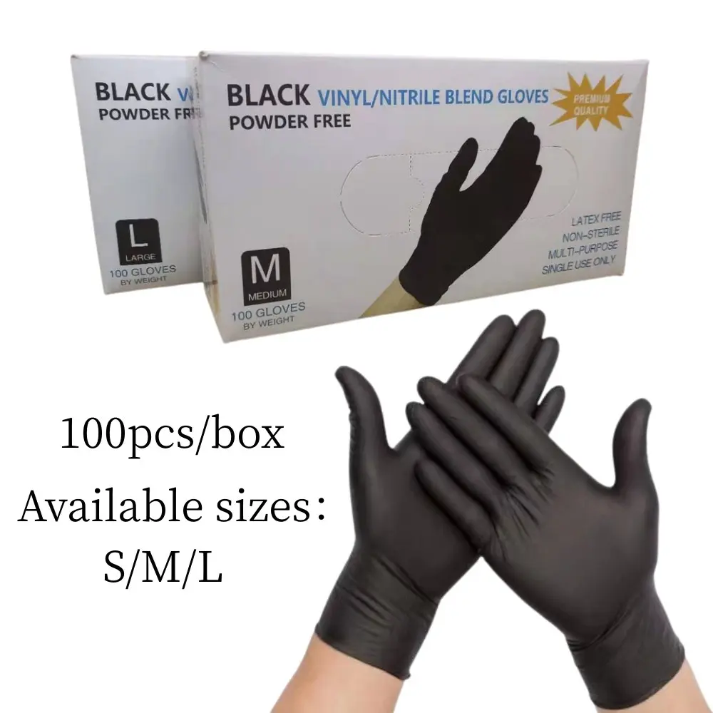 Sarung Tangan Gred Makanan Hitam, 100pcs / kotak, Sarung Tangan Hitam, untuk Memasak, Pakai Buang, Sesuai untuk Tatu