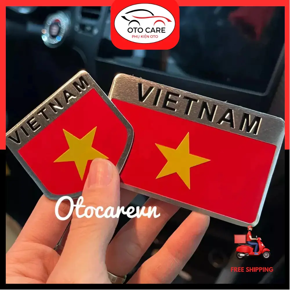 Tem Nhôm Dán Cờ Việt Nam Trang Trí Xe Hơi Chất Liệu Hợp Kim Không Gỉ Otocarevn - 1