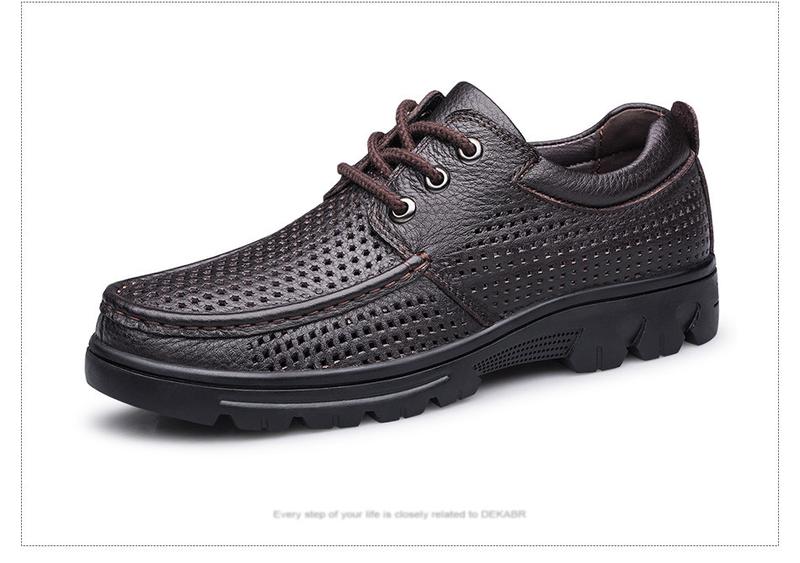 Product Introduction of DEKABR New Lace Up Fashion Genuine Leather Casual Men Shoes Designer Comfortable Breathable Loafers Driving Shoes Big Size 37-50 51