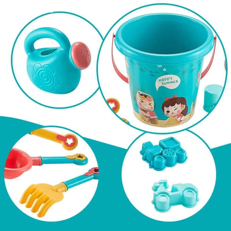 Product Introduction of Travel Beach Toys  Beach Toys Set With Sand Rake Watering Can Bucket Shovels Rakes Models Play Tools 23