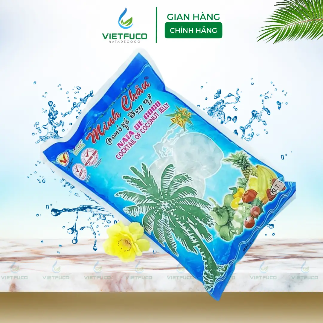 Thạch Dừa Minh Châu Túi 1Kg (Thành Phẩm) Ăn Liền Snack - Ăn Vặt Tuổi Thơ