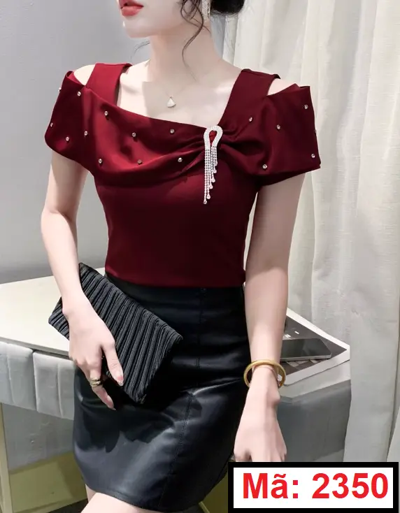 Áo Tiệc Phối Cổ Kết Đá Ema Nhật sang trọng, duyên dáng [2350]