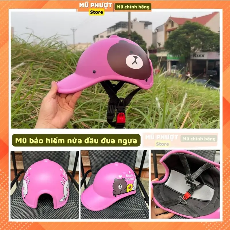 Mũ bảo hiểm nửa đầu luoi trai thời trang nam nữ trí liễu xanh tím than tem hoa cao cấp nhiều màu sắc 6