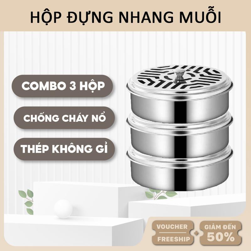 COMBO 3 Hộp Đựng Nhang Muỗi 15cm KHÔNG CÓ QUAI XÁCH Khay Đựng Nhang Muỗi Có Nắp Đậy An Toàn Giá Đỡ Cuộn Nhang Muỗi Tiện Dụng