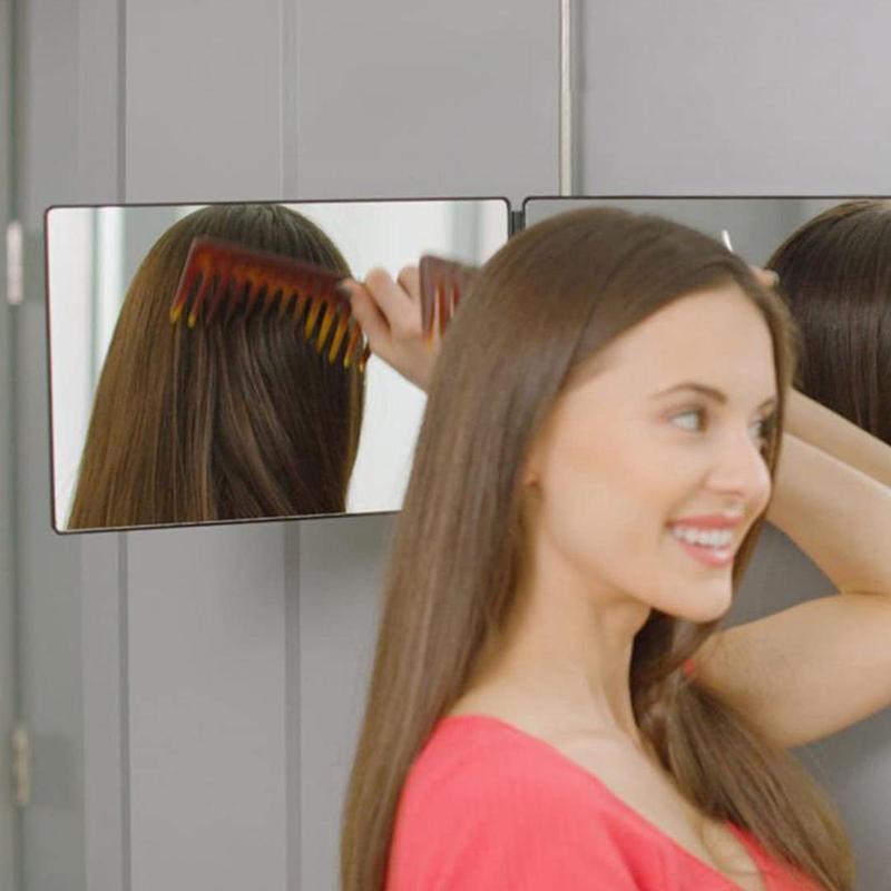 3 Way Trifold Haircut Mirror with Adjustable Bracket, 1 Count 360 Degree Mirror for Hair Cutting, Shaving, Grooming, Hair Styling, Dye Hair and Makeup 8