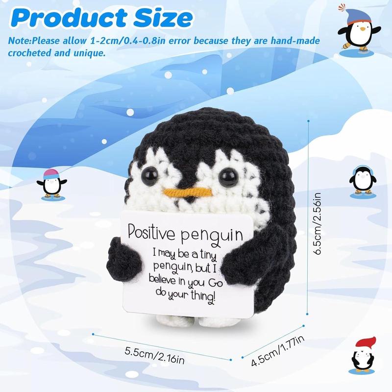 Cute Penguin Design Crochet Ornament, Knitted Penguin Toy with Emotional Support Card, Creative Cute Crochet Ornament for Car Decoration, Bag Pendant, Gift for Her, Girl's Gift, Gift for Mom, Mother's Day Gift, Stuffed Animal, Kids Toys 7
