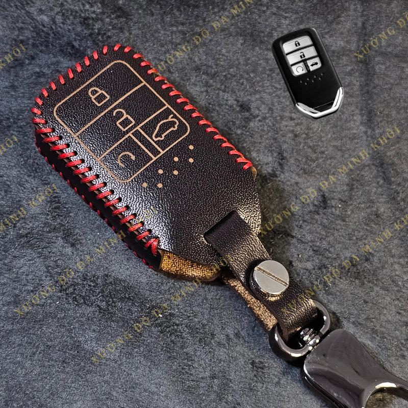 Bao da móc khoá bọc ốp chìa khoá xe ô tô Honda City RS, CRV, BRV, HRV, Civic, Accord da bò, khâu thủ công