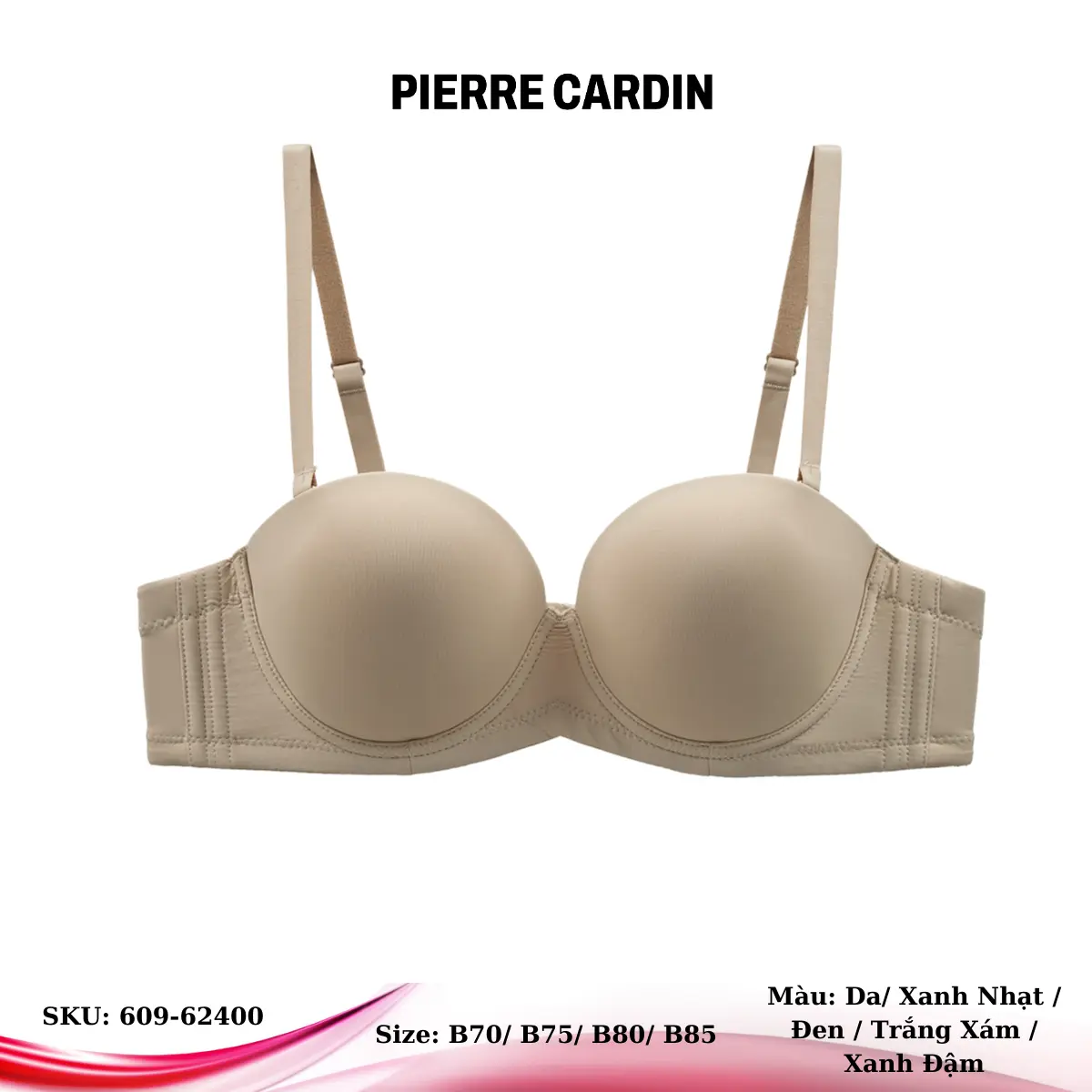 Áo lót nữ 609-62400 nhãn hiệu Pierre Cardin có gọng, cúp ngang, tháo được dây vai  Women