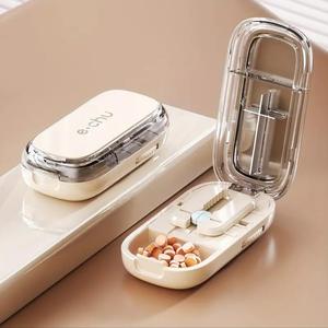 Caja Portátil para Guardar Pastillas, 1 Organizador de Pastillas Duradero, Cortador de Pastillas, Caja para Pastillas para Hogar Oficina Viaje, Salud