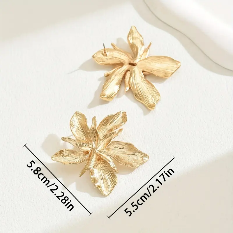 Bohemian Style 14KGoldenPlated Floral Copper Drop & Dangle Earrings with Stainless Steel Ear Needle for Women - All Season Versatile Fashion Jewelry Perfect for Parties 4
