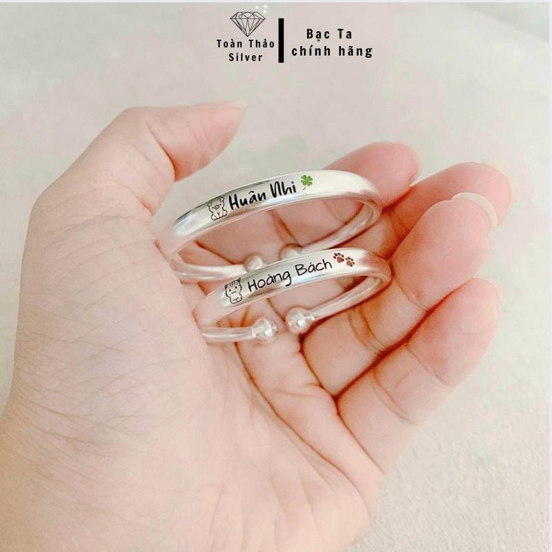  LC050 Vòng Tay càng cua trơn khắc tên cho bé theo yêu cầu chất liệu Bạc 
