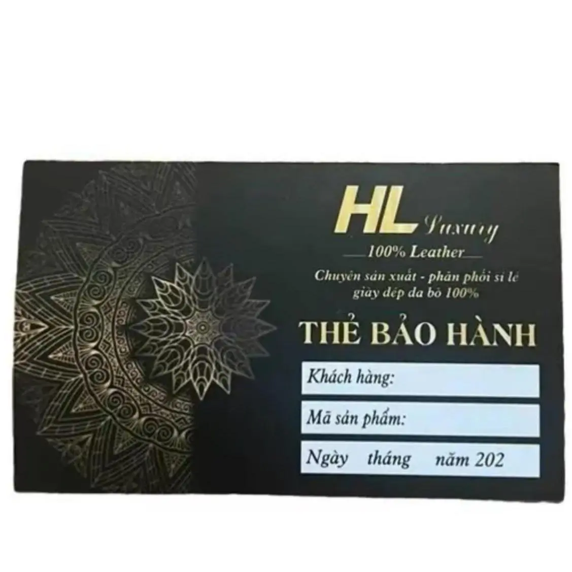 Thẻ Bảo Hành Da Cho Giày Da Bò Nam - Mẫu Đơn Giản