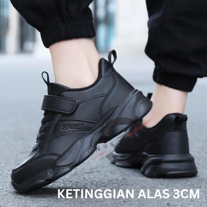 Sepatu sekolah full hitam bahan kulit untuk Sd smp sma 3
