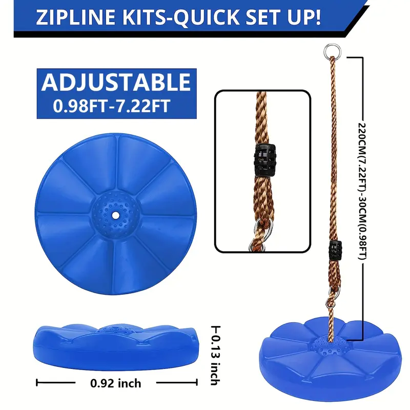 1pc Orange Polyester Zip Line Set for Kids and Adults, 50ft Soft Rope Pulley Kit for Warrior Obstacle Courses, 330lb Max Load Outdoor Backyard Adventure Equipment 3