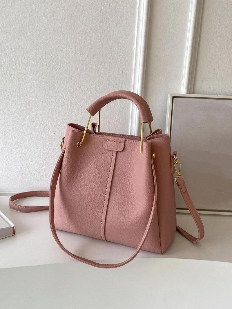 Product Introduction of Women's Fashionable Lychee Pattern Handbag, Casual Pu Leather Shoulder Bag for Daily Used, Trendy Versatile High-quality Daily Commuting Bag 3