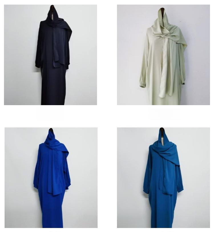 Product Introduction of New Robe Abaya with Hijab Loose Solid Color Basic Dress ~ singapore 4