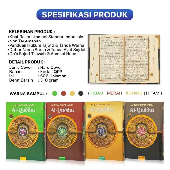 Alquran Al Quddus Tajwid Warna Non Terjemah A6 Ukuran Kecil 1