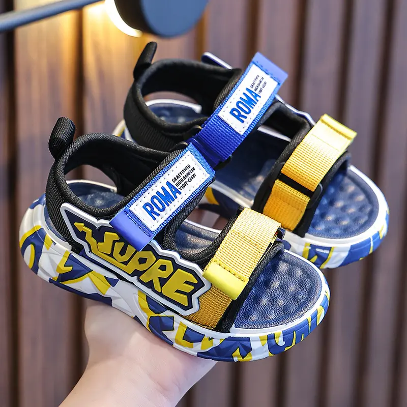 [2-11 tuổi]BM01 Sandal  Hàn Quốc size24-35 Jean Dép Sandal Voi, thời trang phong cách cho bé trai mũi hở thoáng khí mềm êm HQ 5