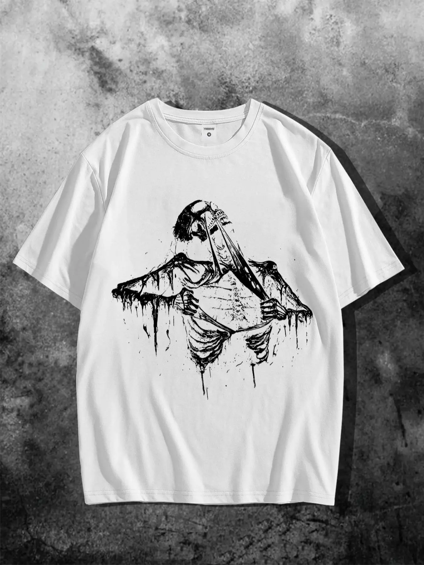 Men's Regular Fit Skull & Letter Print Round Neck Tee, Casual Short Sleeve Crew Neck T-shirt for Summer, Fashion Men's Top for Daily Wear, Tropical