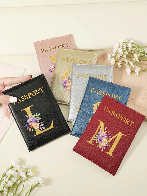 Letter Pattern Passport Holder, Multi Card PU Passport Cover, Portable Travel Card Holder, Stylish Minimalist Design Card Holder for Safe Storage of Cards and Documents 4