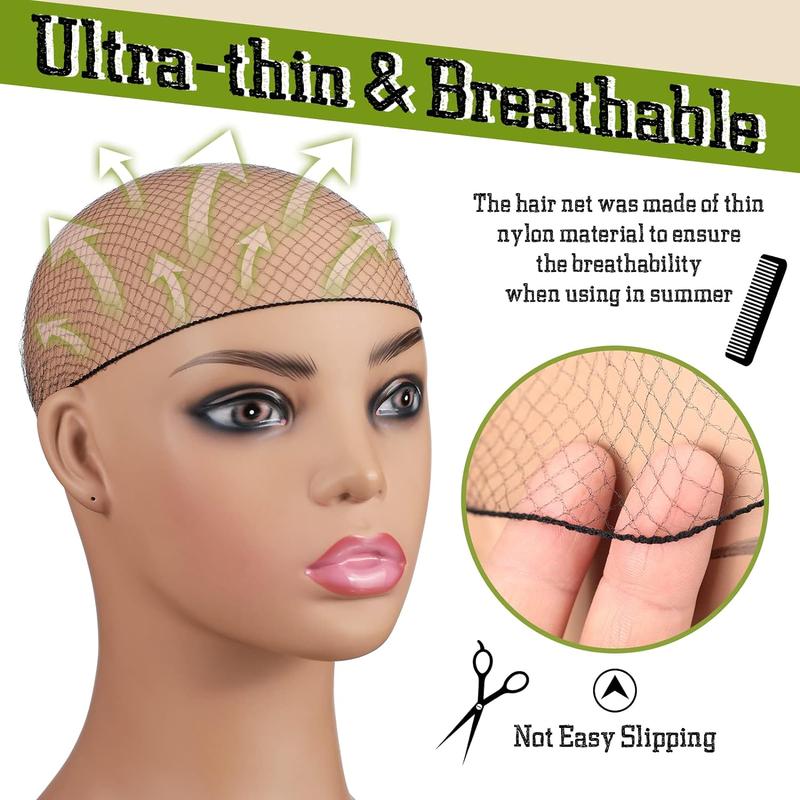 Elastic Hair Net, 100pcs/set Invisible Elastic Hair Wig Net, Heatless Styling Tool for Dining, Ballet, Sleep, Women & Girls 5