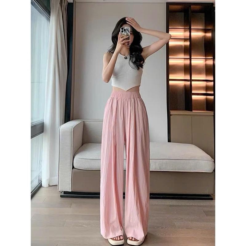 Quần Ống rộng nữ vải Đũi vân mây tôn dáng cạp chun co giãn 2