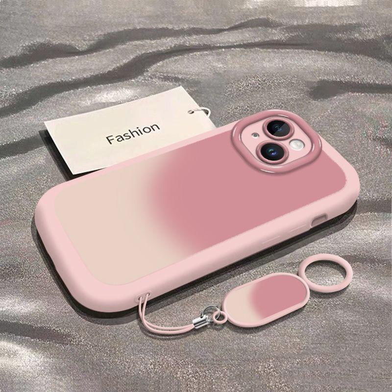 Ốp Điện Thoại, Màu Hồng Gradient Kẹo Ngọt, Dành Cho iPhone 11, 12 / 13 / 14 / 15pro max, Thiết Kế Hình Động Vật Nhỏ Dễ Thương, Chống Thấm Nước Và Chống Sốc, Ốp Di Động 0