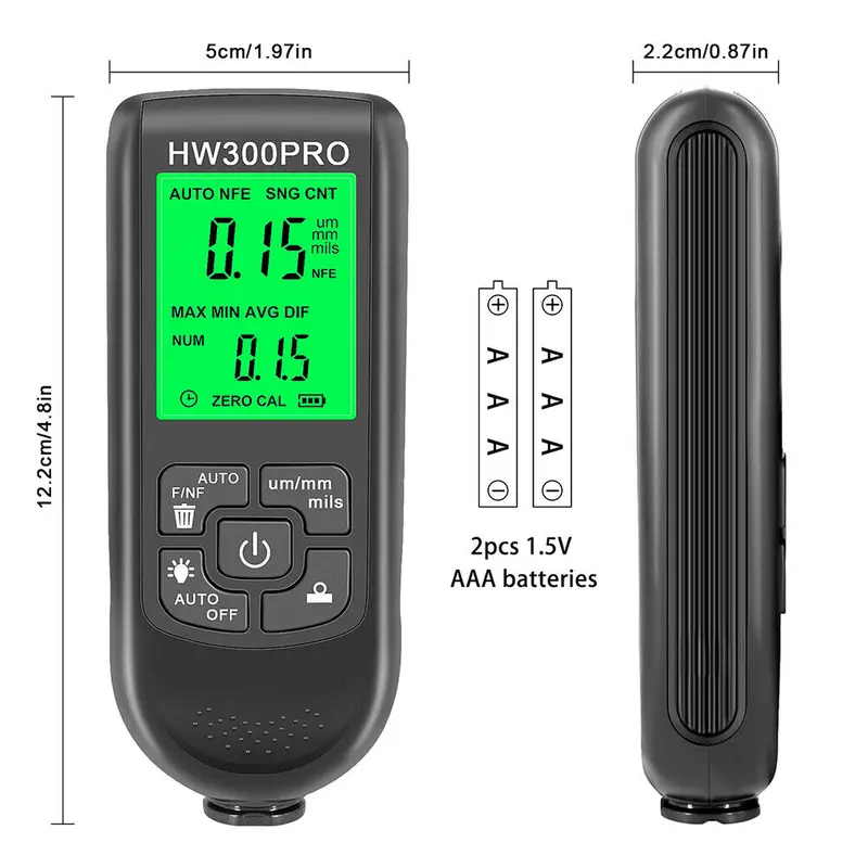 Digital Paint coating thickness gauge tester HW300S HW300PRO Alat ukur Digital ketebalan lapisan cat mobil HW 300S HW 300PRO HW-300S HW-300PRO 5