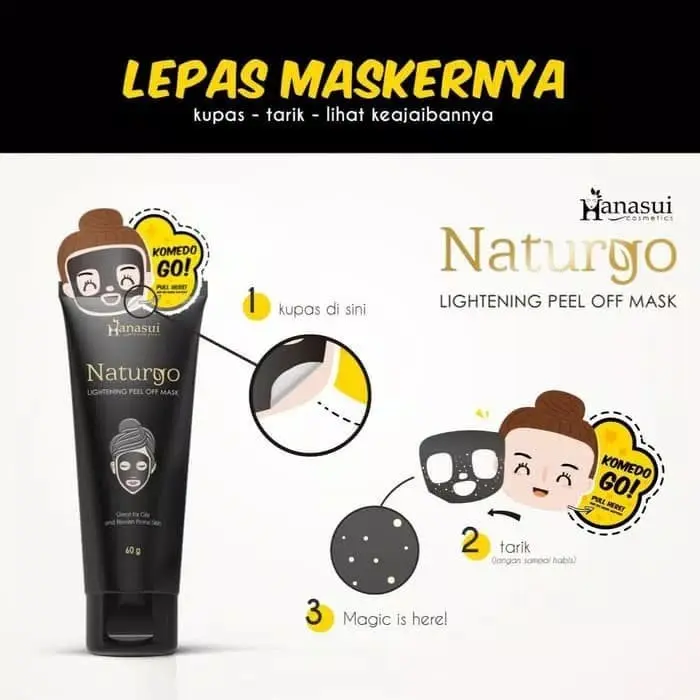 MASKER PEMBERSIH KOMEDO DAN JERAWAT NATURGO LIGHTENING PEEL OFF MASK HANASUI MASKER PEMBERSIH WAJAH PRIA DAN WANITA Masker Wajah Komedo dan Berminyak Pria Kemasan Black Masker Kusam Mencerahkan Vitamin 2