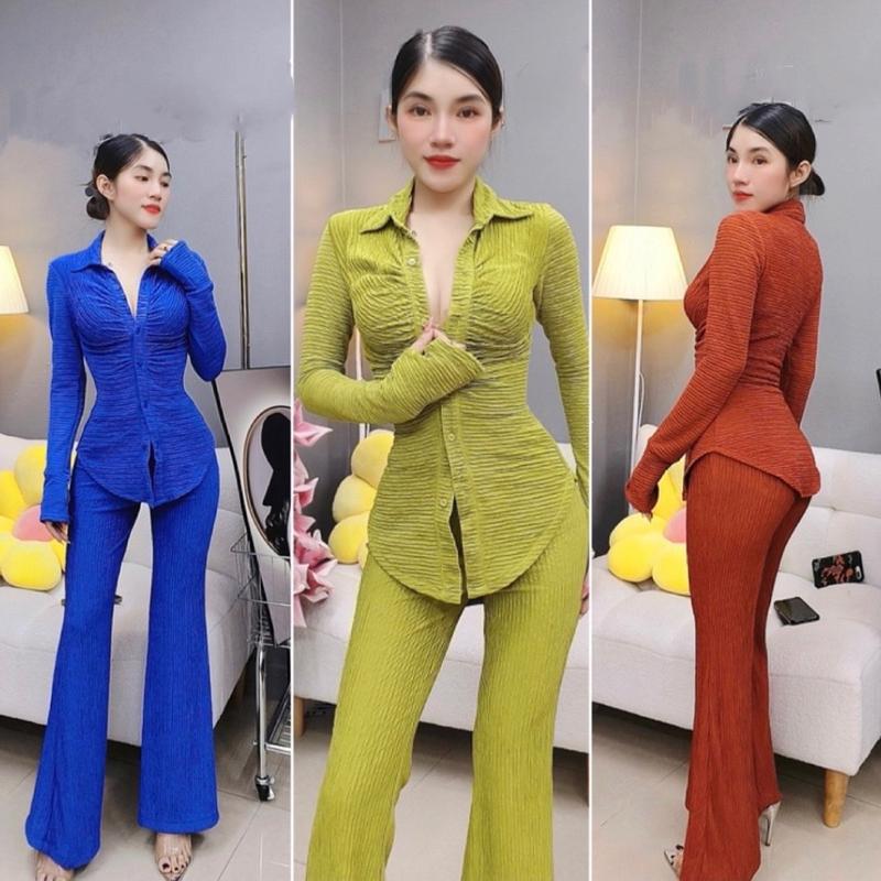 D20 - Set Bộ Áo Sơ Mi Quần Ống Loe Dễ Mang Mai Bùi Store Top 0