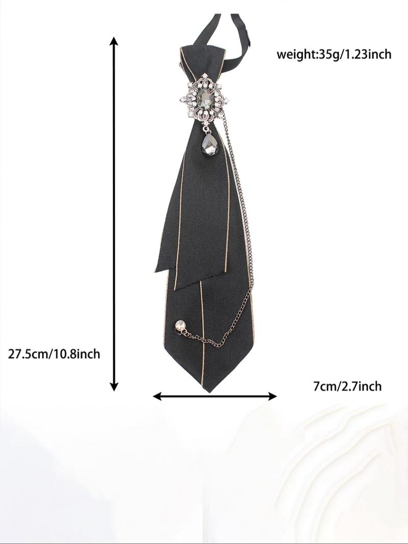 Product Introduction of Women's Street Trend Rhinestone Decor Tie, Trendy Colorblock Tie for Daily Wear, Fashionable Clothes Accessories for Women & Girls 7