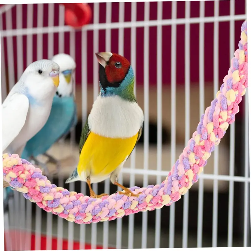 AT 1PC Climbing Rope Swing Budgie Playground Small Rabbit Toys Parrot Chew Toys Accessories Ladder Bridge Animal Toys Climbing Toy Supplies Bite Cotton Rope