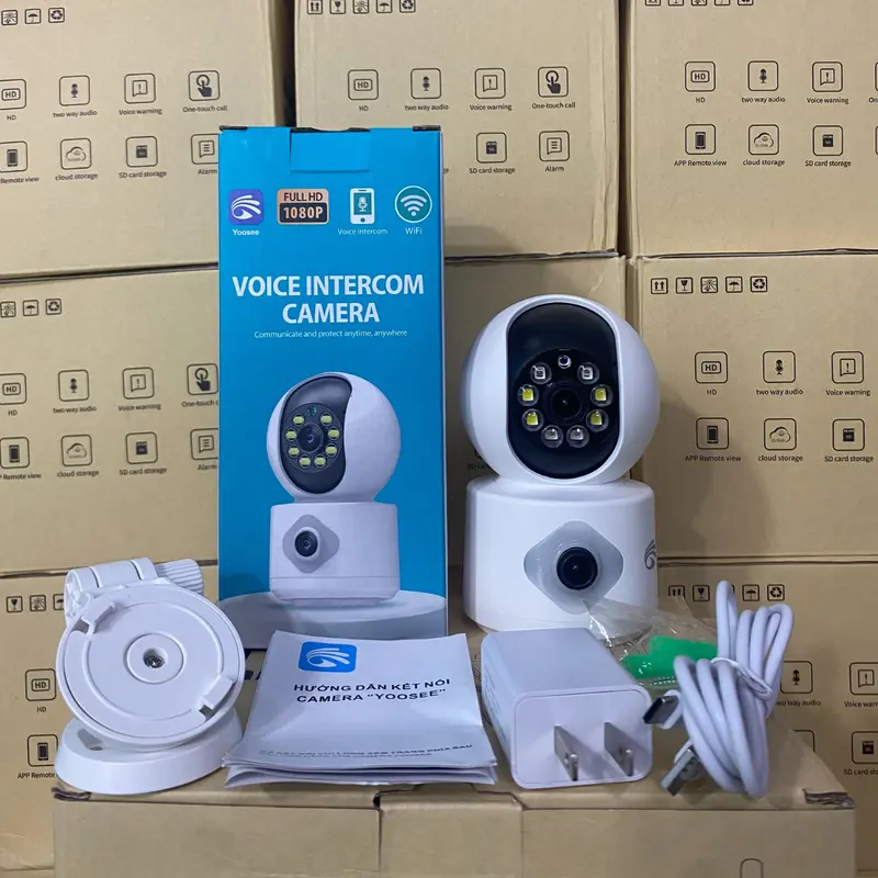 [ Camera+Thẻ 128gb ] Combo Camera 2 mắt trong nhà Và Thẻ 128gb Tự Xóa Ghi Đè Lưu Trữ 30 Đến 40 Ngày,Tặng Một Bộ Chuông Gắn Cửa, Phát Hiện Chuyển Động,Ban Đêm Có Màu,Xoay 355 Độ,Camera Yoosee,Camera Wifi,Camera An Ninh,Bảo Hành 12 Tháng,Thẻ Đổi Mới 2 Năm 3