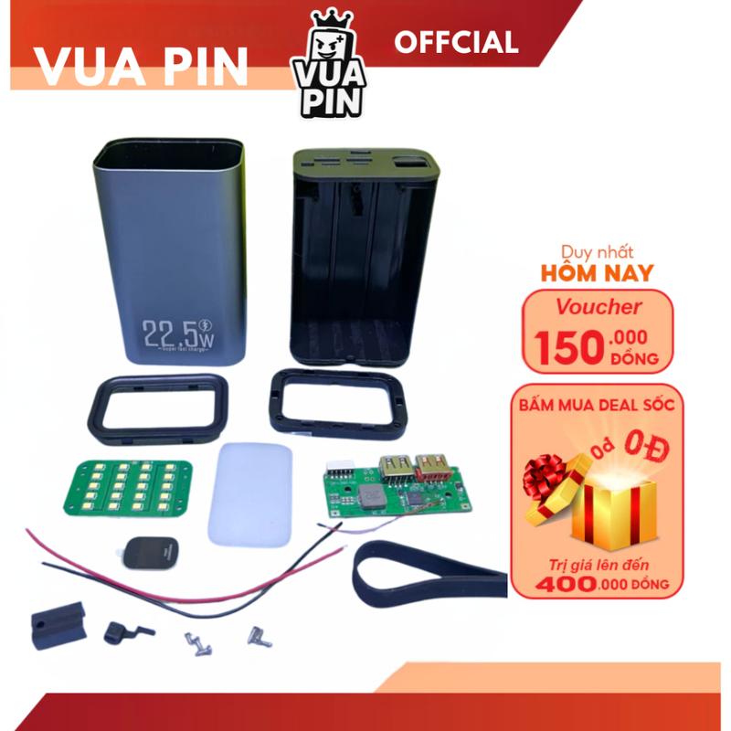  Box sạc dự phòng vỏ nhôm 22.5W trong suốt 6 cell 21700 mạch sạc nhanh QC 4.0 chip PD20W 