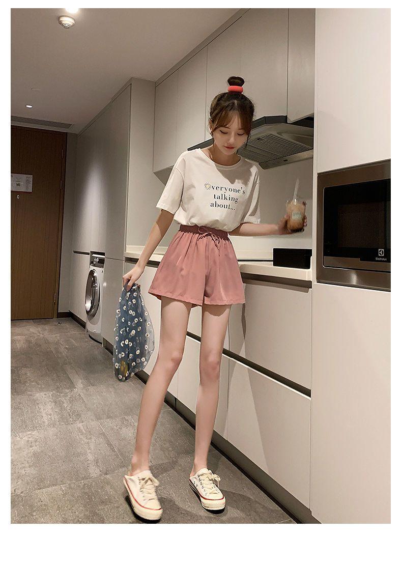 Product Introduction of Ice Silk Shorts for Women, Summer Thin Wide-Leg Casual A-Line Shorts, Versatile High-Waisted Home Three-Quarter Shorts for Women, Trendy Outdoor Wear 16