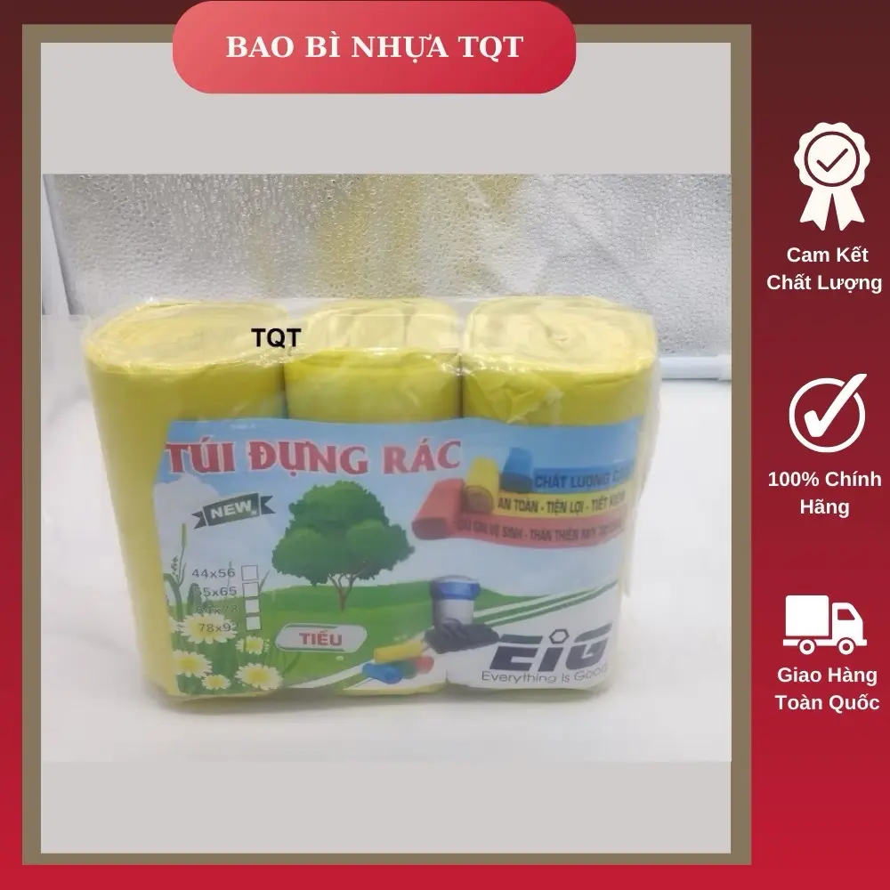 ￼Sỉ 3 Cuộn Túi Rác Tự Hủy MÀU VÀNG Hiệu EIG Chính Hãng, Chọn Size , 1kg 3 Cuộn, Túi Rác Cuộn Màu Vàng - Bao bì nhựa TQT