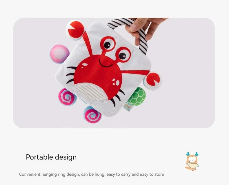 Product Introduction of Montessori Baby Books Toys Touch Feel Soft Crinkle Cloth Books for Babies Infants Educational Toys Rattle Bell Animal Cloth Book 10