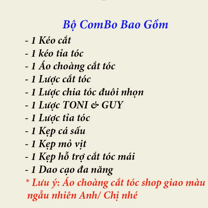 Combo Bộ Đồ Nghề Kéo Cắt Tóc 11 MÓN Giá Rẻ Dành Cho Gia Đình(2kéo+4lược+áo choàng+dao cạo+ kẹp cá sấu+kẹp mỏ vịt+kẹp đo tóc) 1