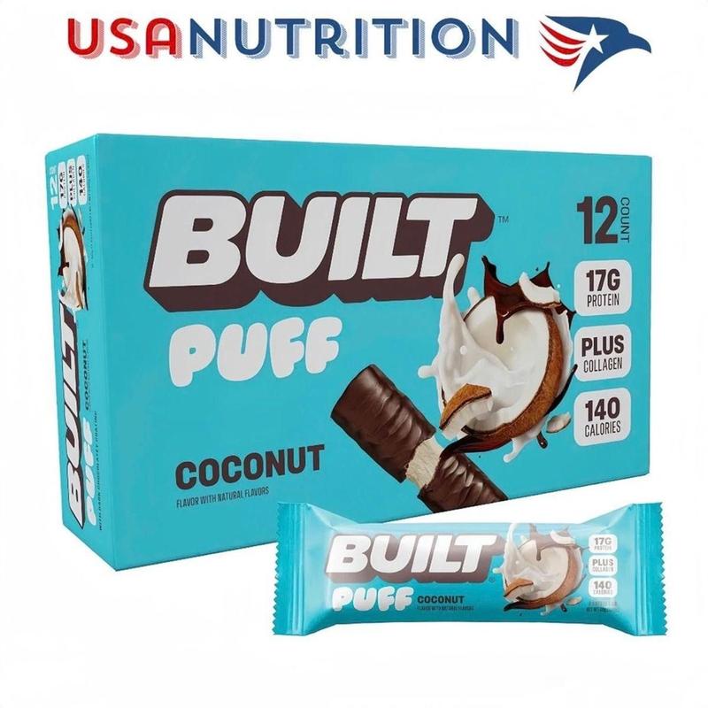 Bánh Puff Protein Bar ngàn lớp BUILT : Hộp 12 thanh đủ vị