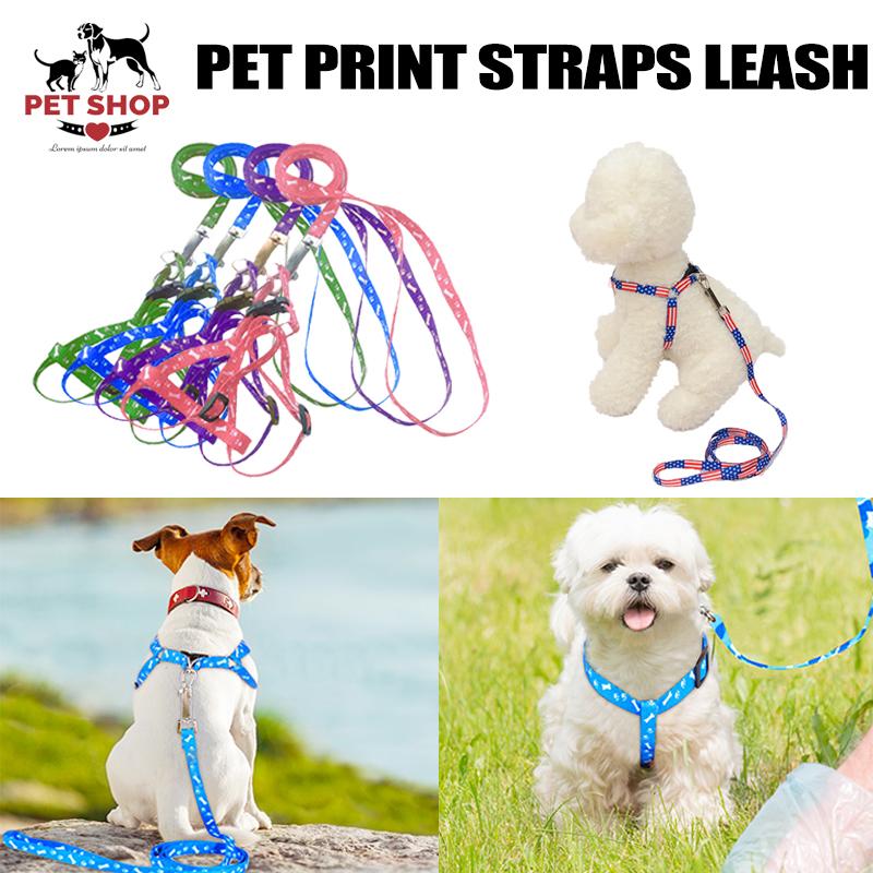 Set Dây dắt  ngực chó mèo Pet chống trầy cổ - Hàng hoa văn cao cấp Dây dắt yếm Pet chó mèo mỏng 1.0 (<3kg) vòng