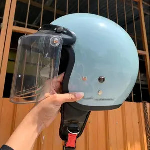 Helm Bogo Retro Dewasa Full Leher Kaca Flat SNI