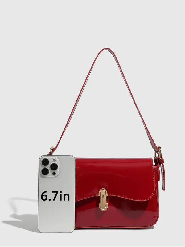 Women's Solid Color Shoulder Bag, Fashionable Underarm Bag for Daily Used, Casual Trendy Versatile High-quality Daily Commuting Bag 2